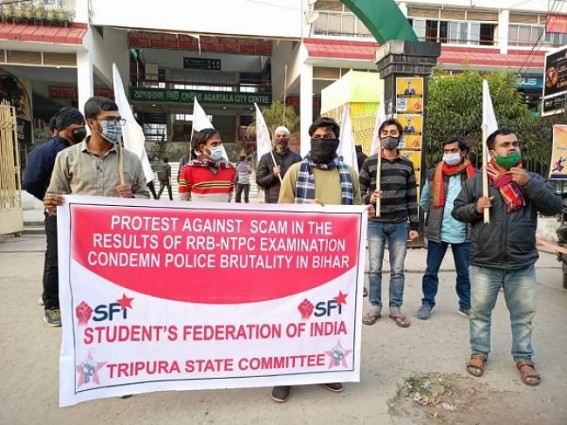 SFI Protested against Bihar Police’s brutality on Students during protest against RRB-NTPC exam results scam